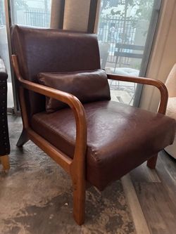 Mid-Century Modern Leather Accent Chair