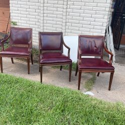 Arm Chairs leather Dark Red