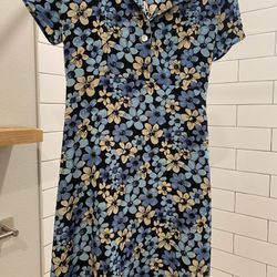Vintage Jody California Blue Floral Dress In Medium