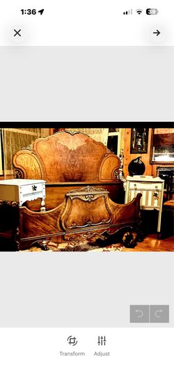 Gorgeous antique bed with side rails and bed frame. No mattress  queen size