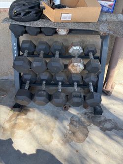 Rubber dumbbell set