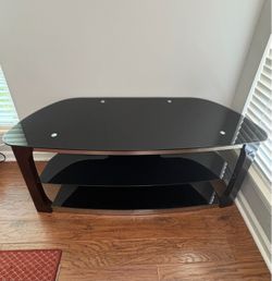 Bell’O Curved Wood & Tempered Glass TV Stand / Media Console - Good condition