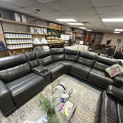 Grey Power Reclining Sectional 