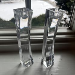 Beautiful Nambe Kissing Crystal 7” Candeholders —Excellent Condition Smoke free household