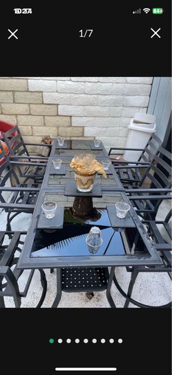 Outdoors Aluminum 6 Person Table W Dark Glass  Was $1,100 +tax
