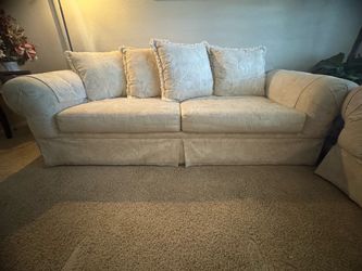 3-Piece Cream Damask Living Room Set