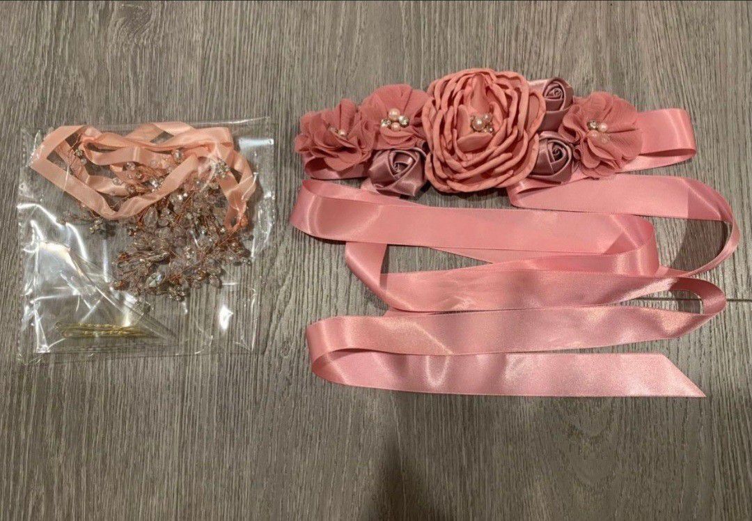 Sash Flower Belt And Hair Accessory