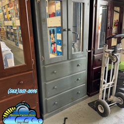 Tall Wardrobe Grey Closet Ropero Armoire New 