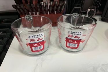 2 New Glass Anchor Hocking Fire-King Measuring Cups 32oz/ 1 Liter
