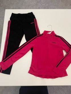 Girls adidas Pink and Black Athletic Vintage Track Set, Size 6X