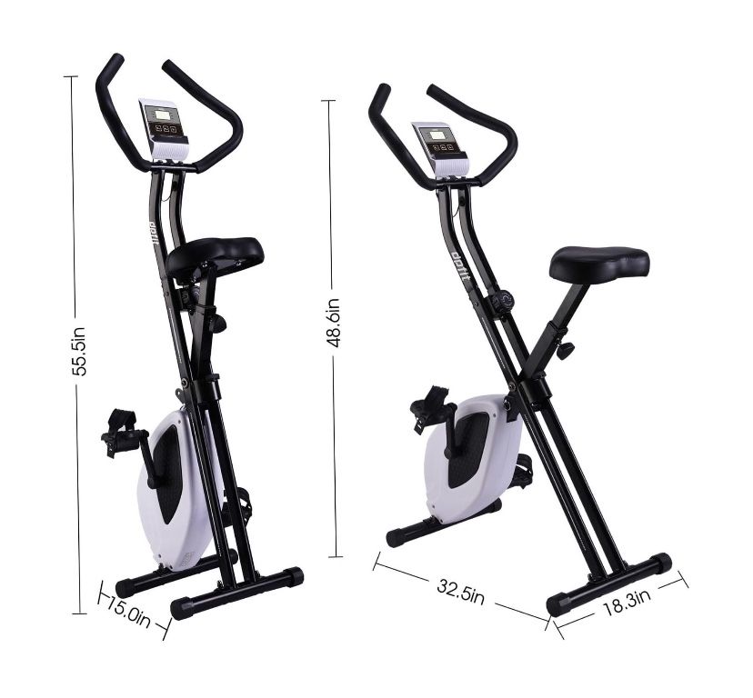 DPFIT Folding Stationary Cycling Exercise Bike - 8 levels Magnetic Resistance LCD Monitor