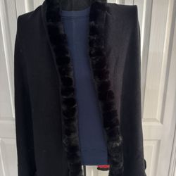 Black Fiorentina faux fur color wrap. 