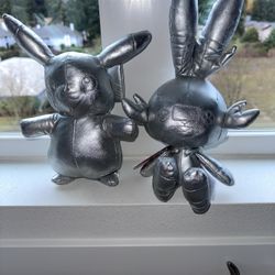Pokemon 25th Anniversary Celebration Official 8" Plush Silver Scorbunny  & Pikachu