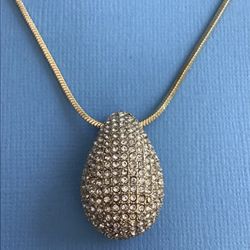 Ladies Crystal Teardrop Pendant with Adjustable Length Chain -Gold Plate *Pickup Boca Raton
