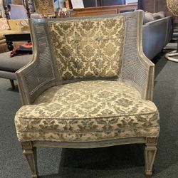 ACCENT CHAIR :Green "Caning Flocked Bergere" Accent Chair SKU  VL987X