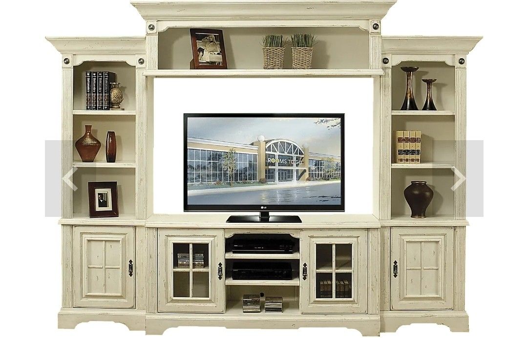 Mountain Bluff White 4 Pc Wall Unit TV Stand