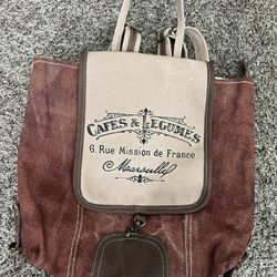 Myra Bag Rustic Brown and Cream Backpack/ Messenger Bag