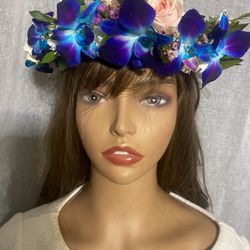 Blue Orchid Head Crown