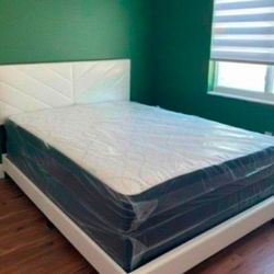 Queen Size Bed Frame With Mattress Platform Bed Frame With Headboard Mattress And Box Springs Set 
