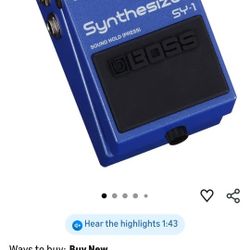 Boss Sy-1 Synthesizer Pedal For Guitar Or Bass
