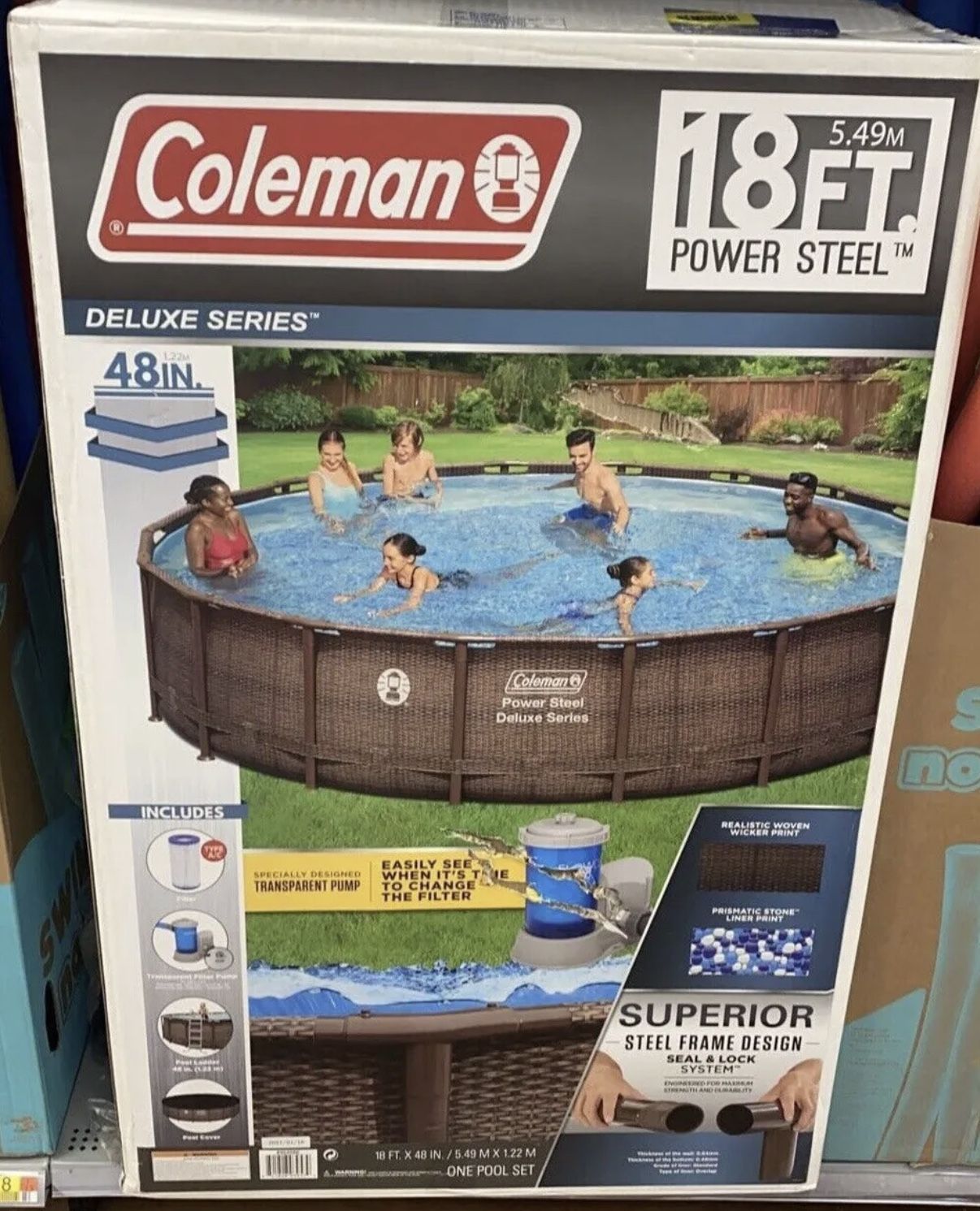 Coleman Power Steel Deluxe Above Ground Swimming Pool - 18ft x 48in