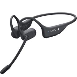 Open Ear Headphones With Mic - Bluetooth Headset With Microphone - Work Driving Running Workouts Headset - Levn 