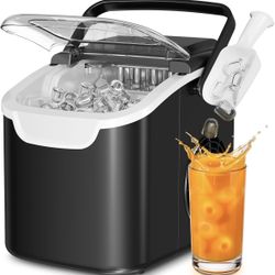 Antarctic Star Ice Maker Countertop, 8 Bullet Ice Cubes in 6 Mins, 26.5 lbs/Day, Self-Cleaning, 2 Sizes, Ultra-Quiet for Home/Kitchen/Camping/RV