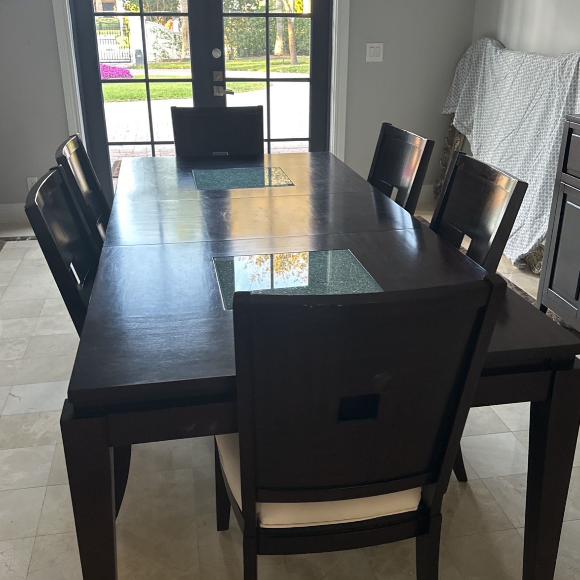  Dining Table w/ 6 Chairs & Server 