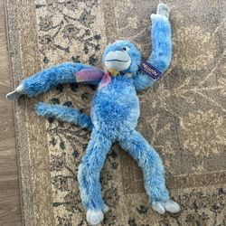 Kellytoy Blue Hanging Monkey Plush Stuffed Animal 24” Velcro Hands & Feet