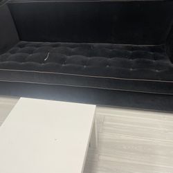 Pair Of Mitchell Gold And Bob Williams Black Velvet Performance Fabric Sofas 