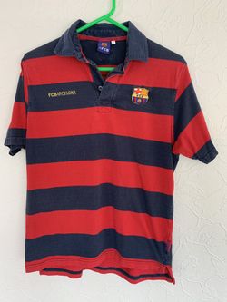 MENS AUTHENTIC OFFICIAL BARCELONA SOCCER POLO SIZE LARGE NICE
