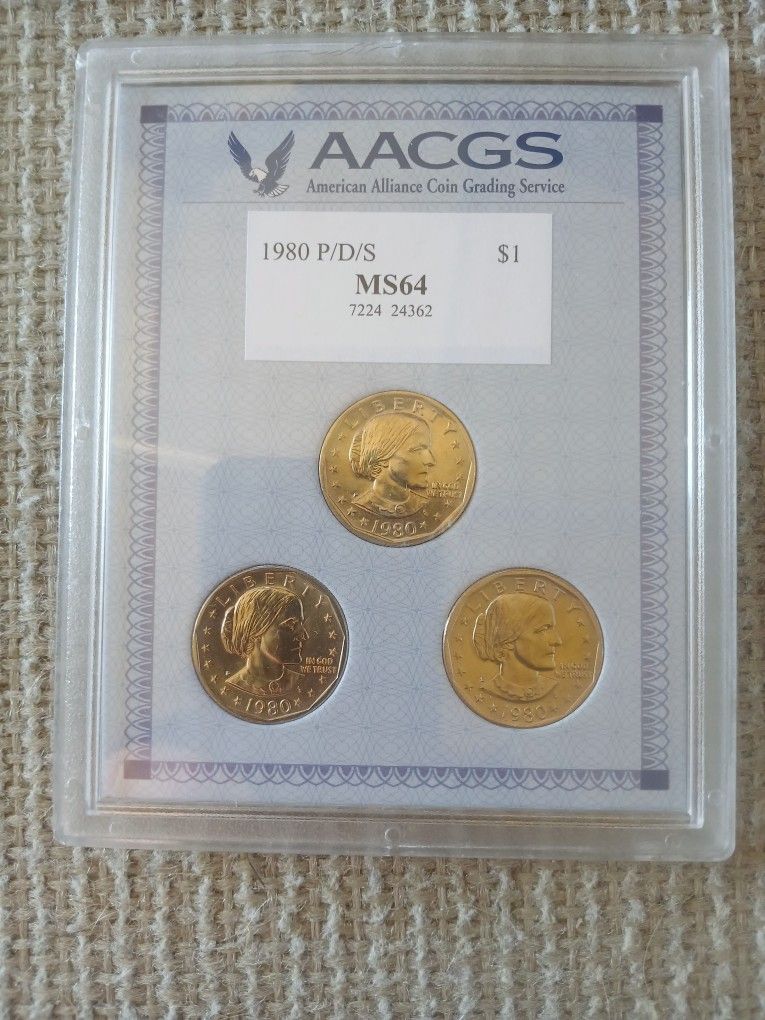 (REDUCED)MS64 Susan B Anthony 1980 (3) Coin Set