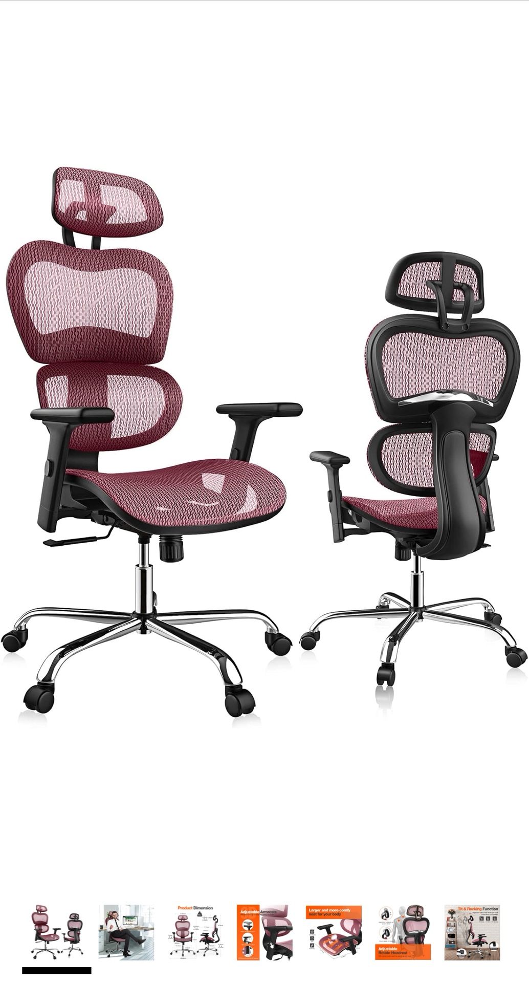 2 Ergonomic Office Chairs (Black And Red)