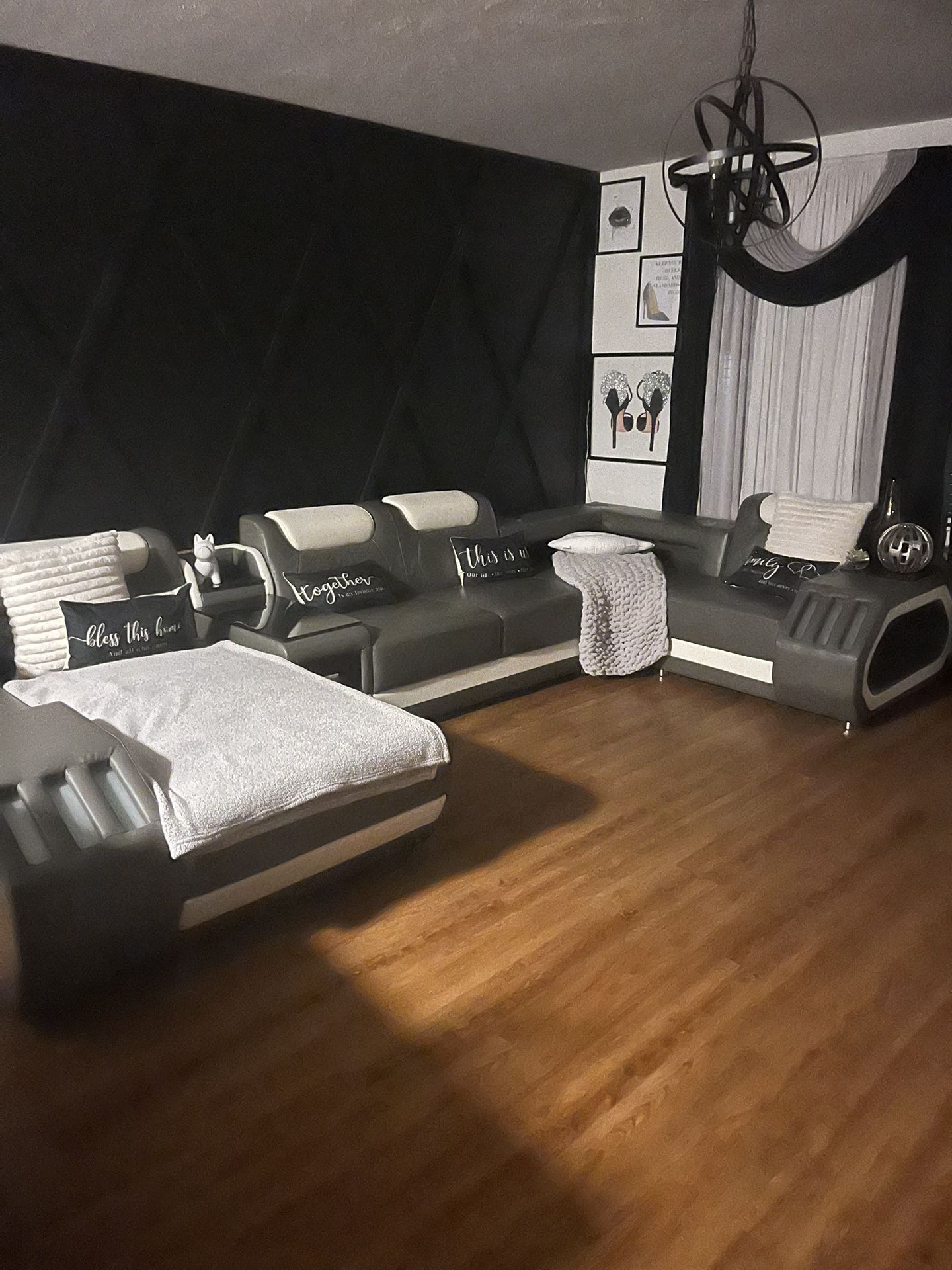 Led Gray and white Couch sectional