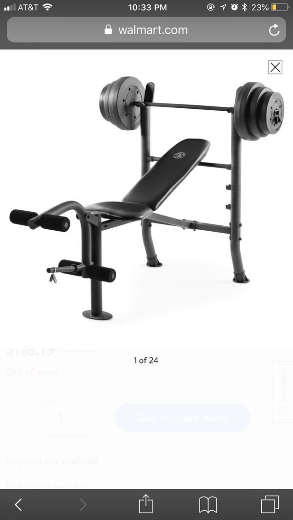Gold S Gym Xr 8 1 Combo Weight Bench With 100 Lb Vinyl Weight Set