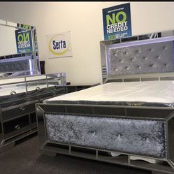 Queen Bedroom Dresser Mirror Nightstand 