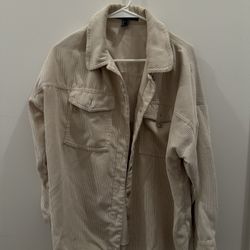 Cream Corduroy Lightweight Women's Coat