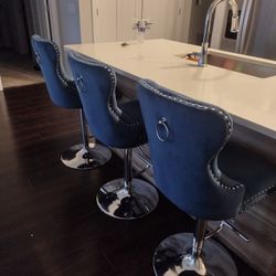 4 Blue Bar Stools For Sale