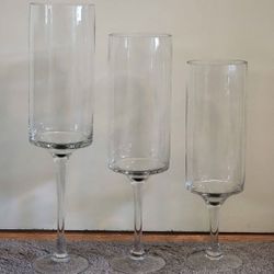 6 Assorted Glass Stemmed Votive Candle Holder Cylinder Pedestal Vase Wedding Centerpieces Decor