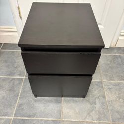Ikea black brown 2 drawer bedside table / nightstand - $50