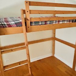 Twin Loft Bed with Ladder And Mattress