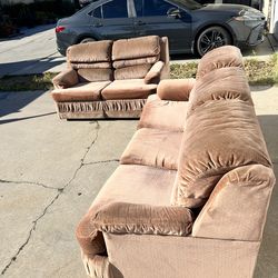 Pink Velvet Recliner Sofa Loveseat Set