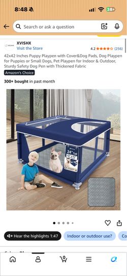 42x42 Puppy Playpen with Cover and Dog Pads