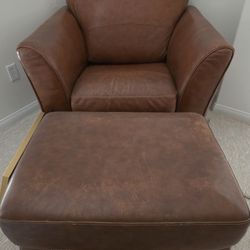 Leather Chair And Ottoman