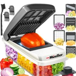 Mueller Vegetable Chopper Mandoline Slicer, Food Veggie Chopper, Cheese Grater, Onion Vegetable Cutter with Container, Dicer, Kitchen Gadgets & Essent