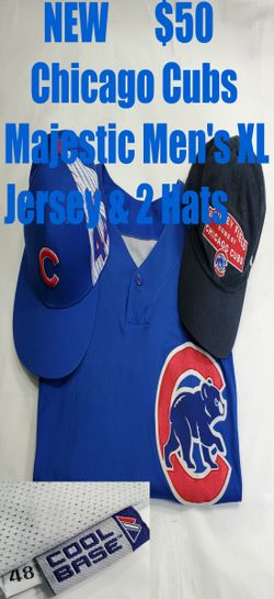 NEW Chicago Cubs Majestic XL Jersey Cool Base and 2 Hats Rizzo Wrigley Field Jordan