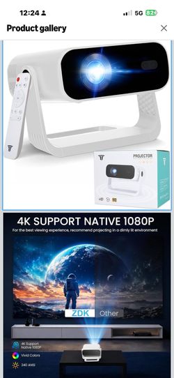 brand new in box! Smart Projector with WiFi & Bluetooth: Android 14 OS 210 ANSI, Built-in Streaming Apps & AirPlay/Miracast, Indoor Home Theater