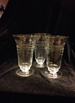 Vintage Crystal Etched Iced Tea Glasses