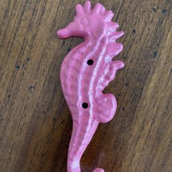 Pink cast iron seahorse hook