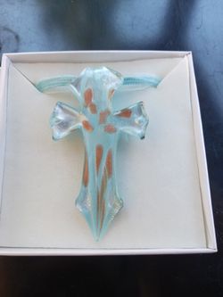 Glass Cross Necklace  (Light)